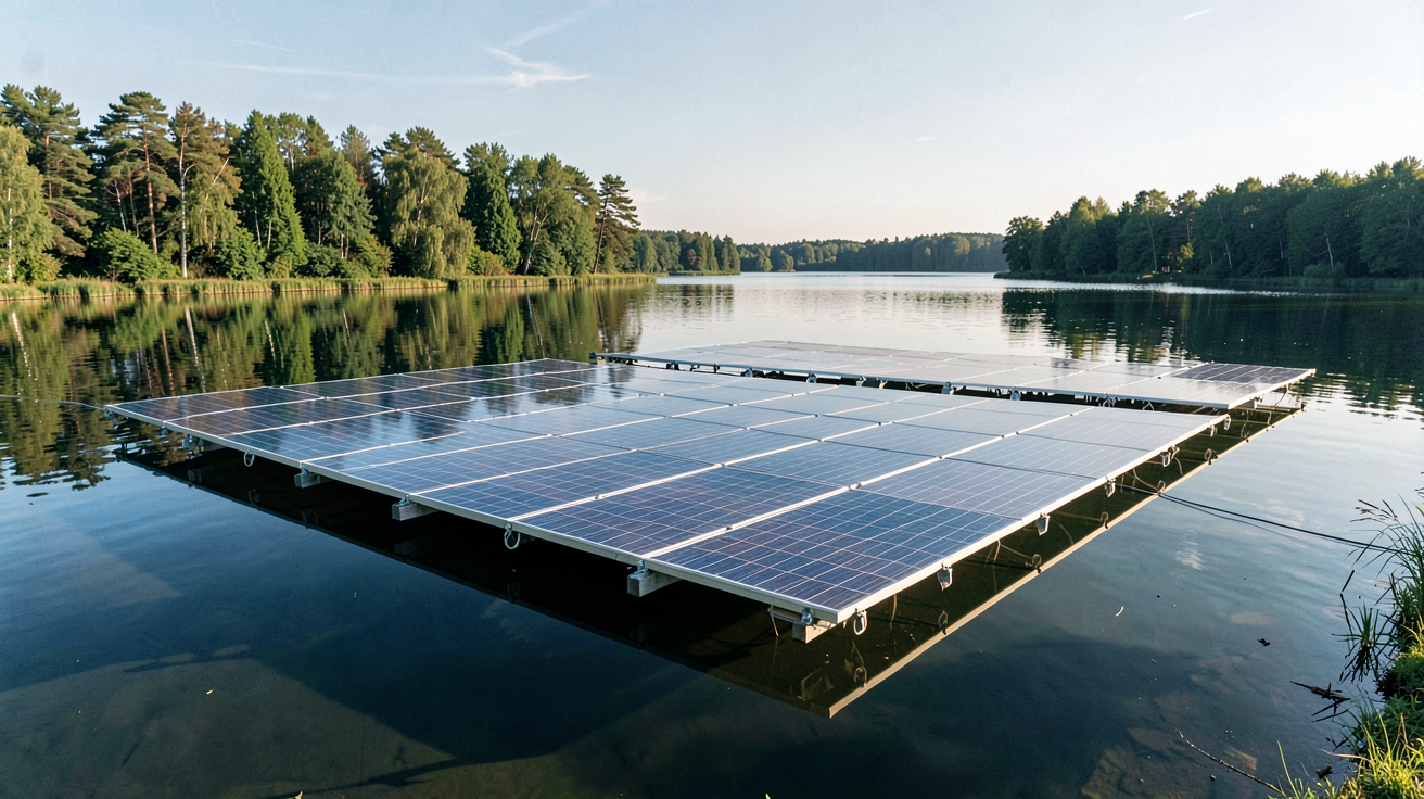 photovoltaique flottant illustrant le principe de fonctionnement du solaire sur l'eau