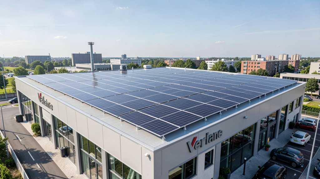 photovoltaïque groupe Verlaine centrale solaire urbaine sur toit de bâtiment moderne
