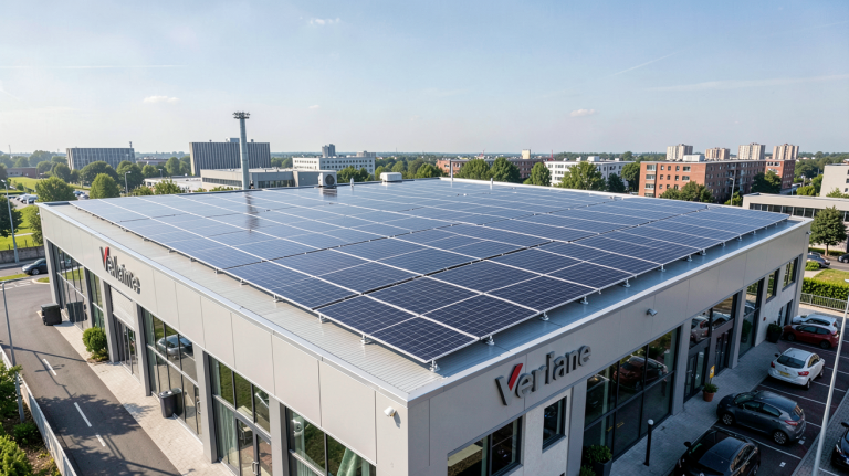 photovoltaïque groupe Verlaine centrale solaire urbaine sur toit de bâtiment moderne