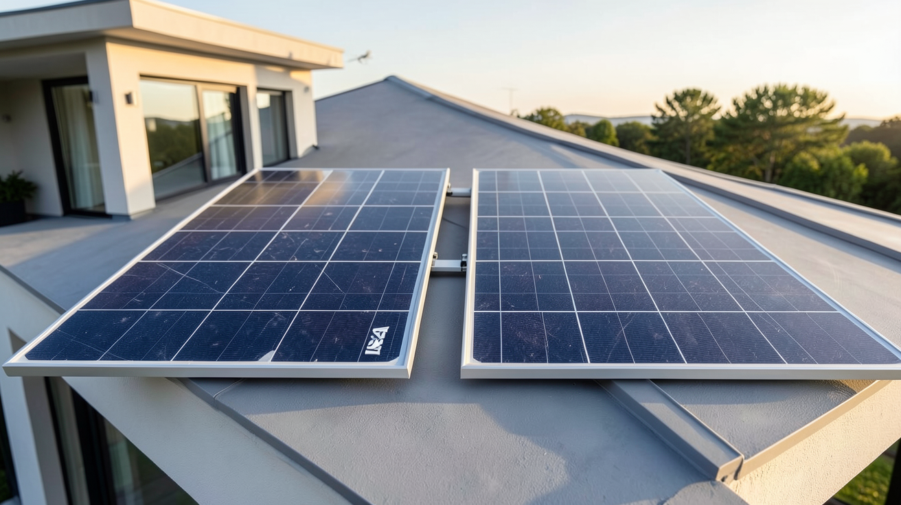 photovoltaique IKEA gammes de panneaux solaires disposés sur un toit de maison moderne
