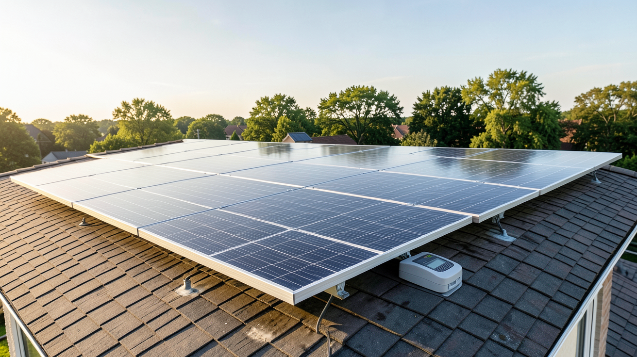 photovoltaïque info : installation photovoltaïque sur le toit d'une maison avec autoconsommation et compteur de vente totale