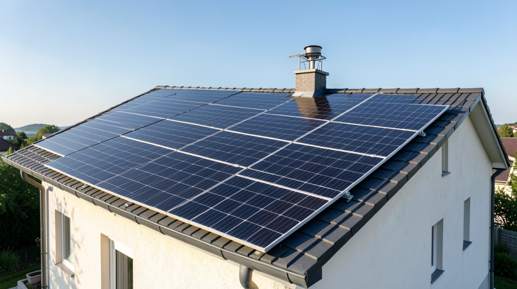 photovoltaïque info installation de panneaux solaires sur le toit d'une maison