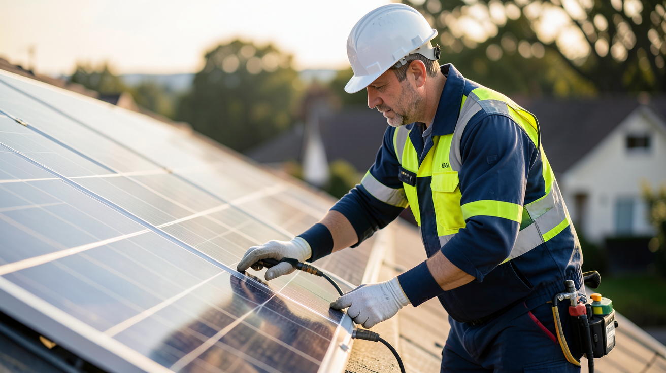 photovoltaïque installateur Volteco SPRL analysant les offres et services sur un toit résidentiel