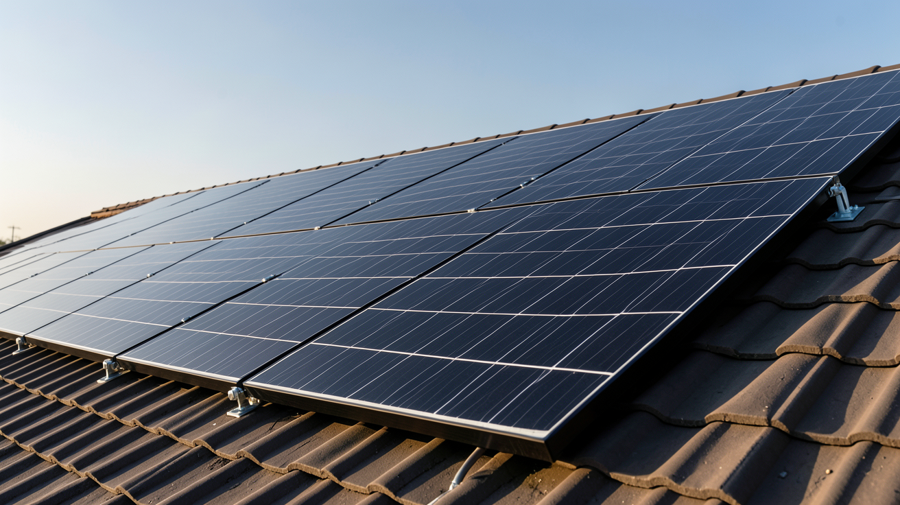 photovoltaïque monocristallin : panneaux noirs haute performance installés sur un toit