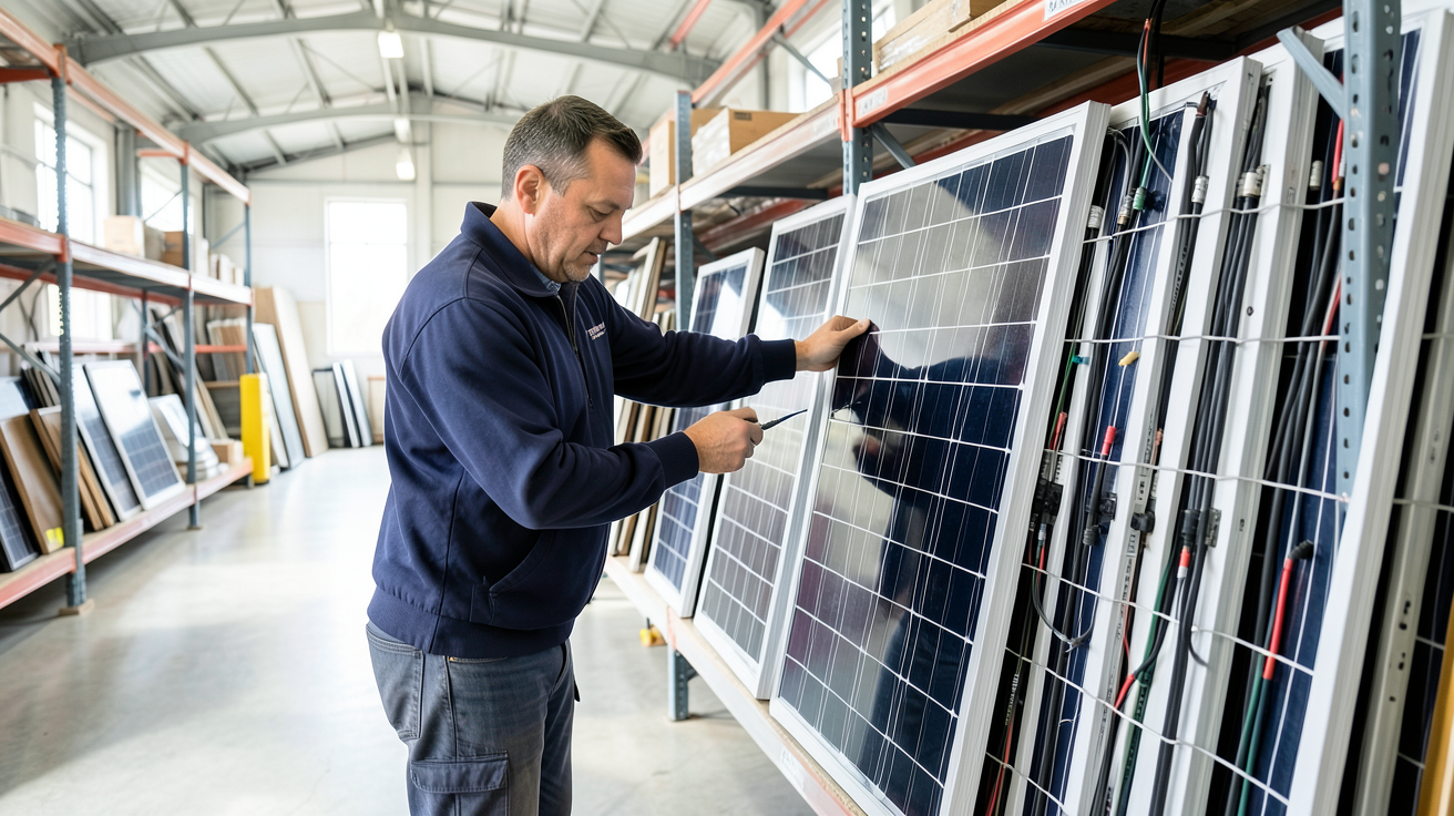 photovoltaique occasion inspection panneaux solaires d'occasion dans un entrepôt en France