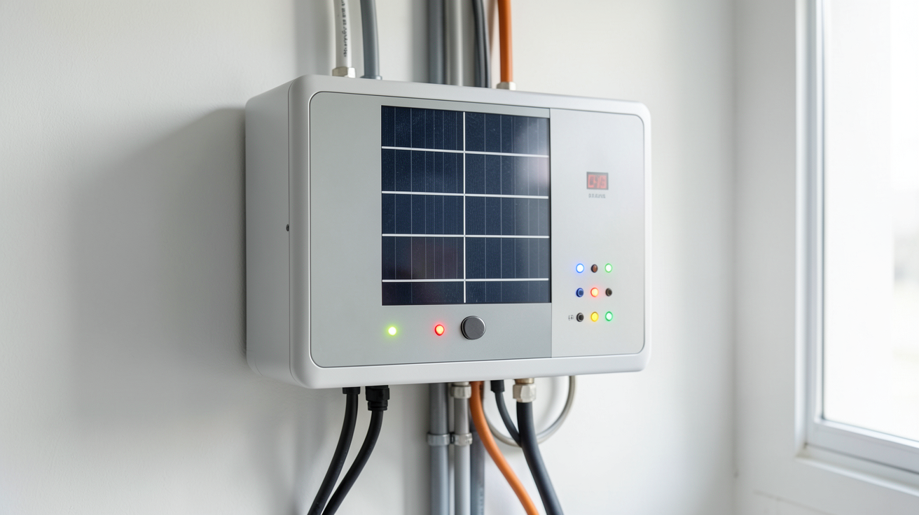 photovoltaique onduleur moderne installé dans un local technique avec des câbles organisés