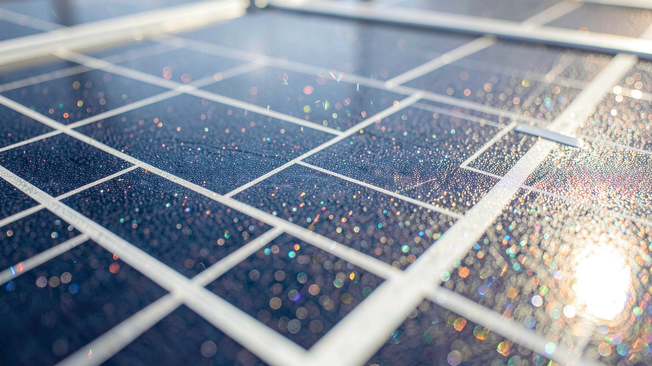 photovoltaique montrant un gros plan détaillé des cellules de silicium sur un panneau solaire
