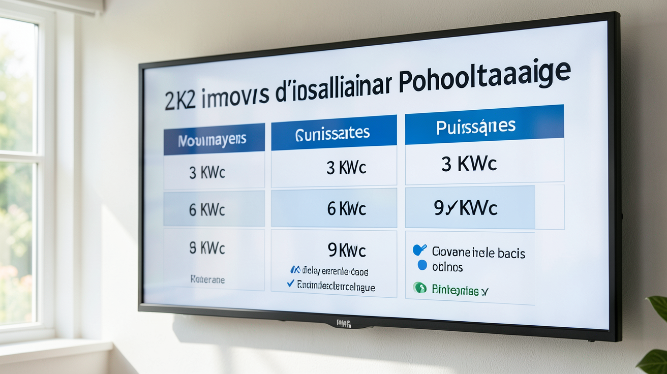 photovoltaique prix installation moyens pour 3 kWc, 6 kWc et 9 kWc