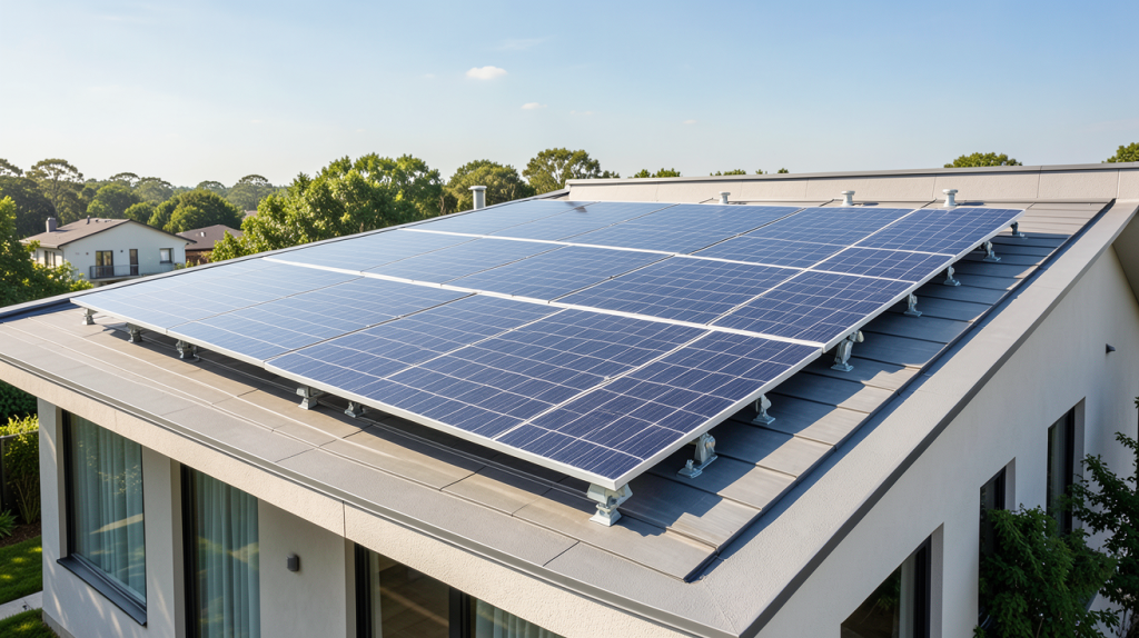 photovoltaique prix installation panneaux solaires sur toit de maison moderne