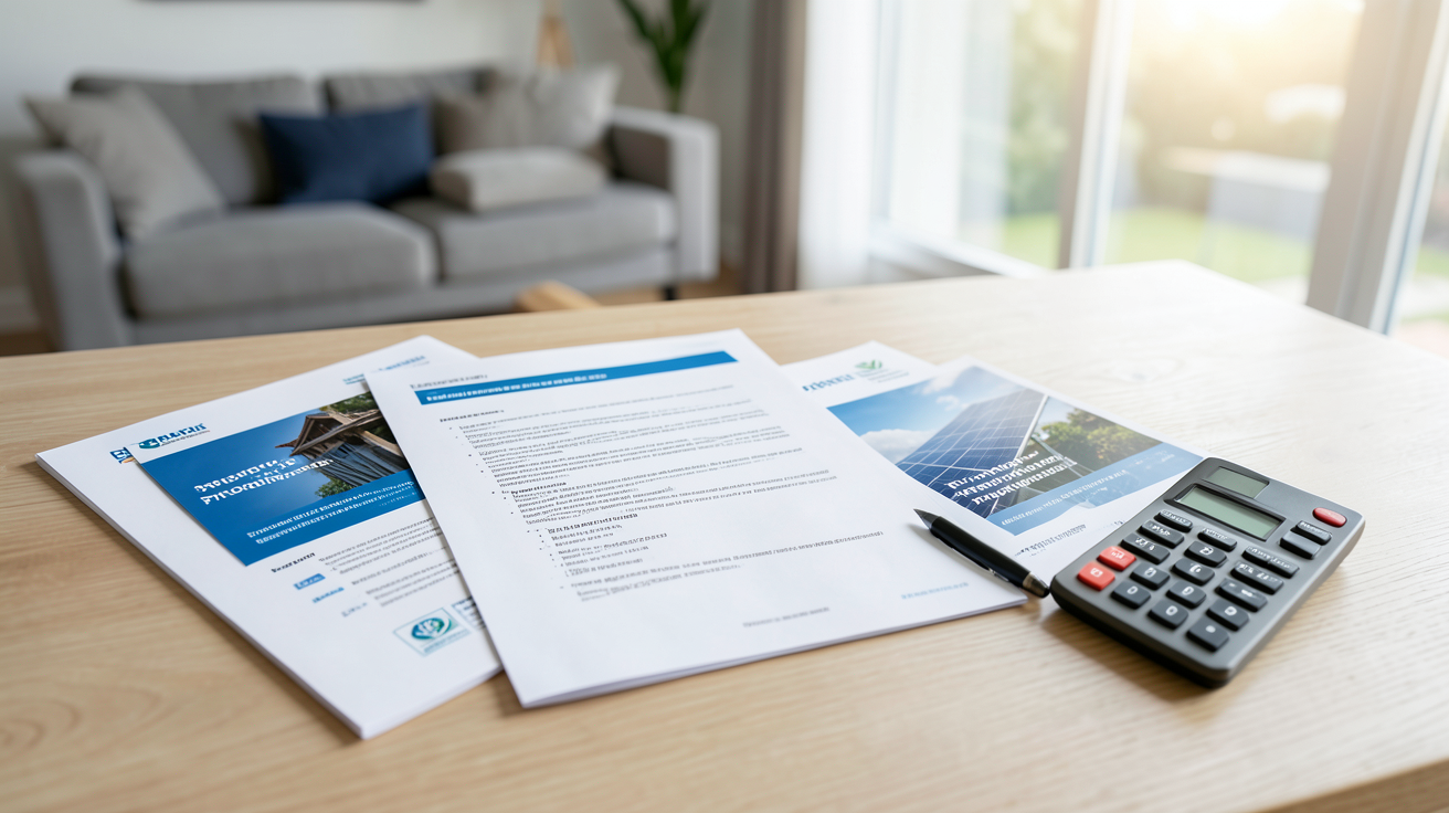 photovoltaique solaire dossier d'aides financières et primes disponibles sur une table