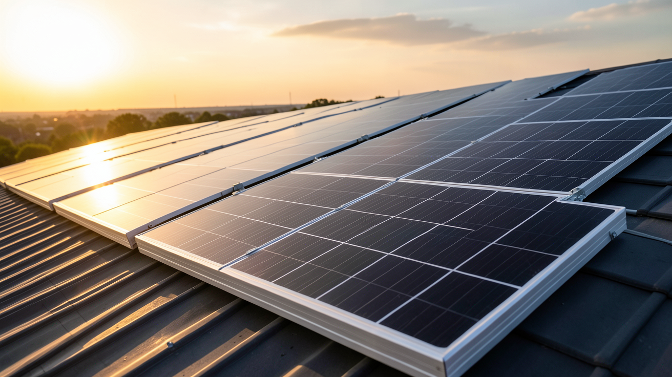photovoltaique SunPower : gamme complète de panneaux solaires alignés sur un toit moderne