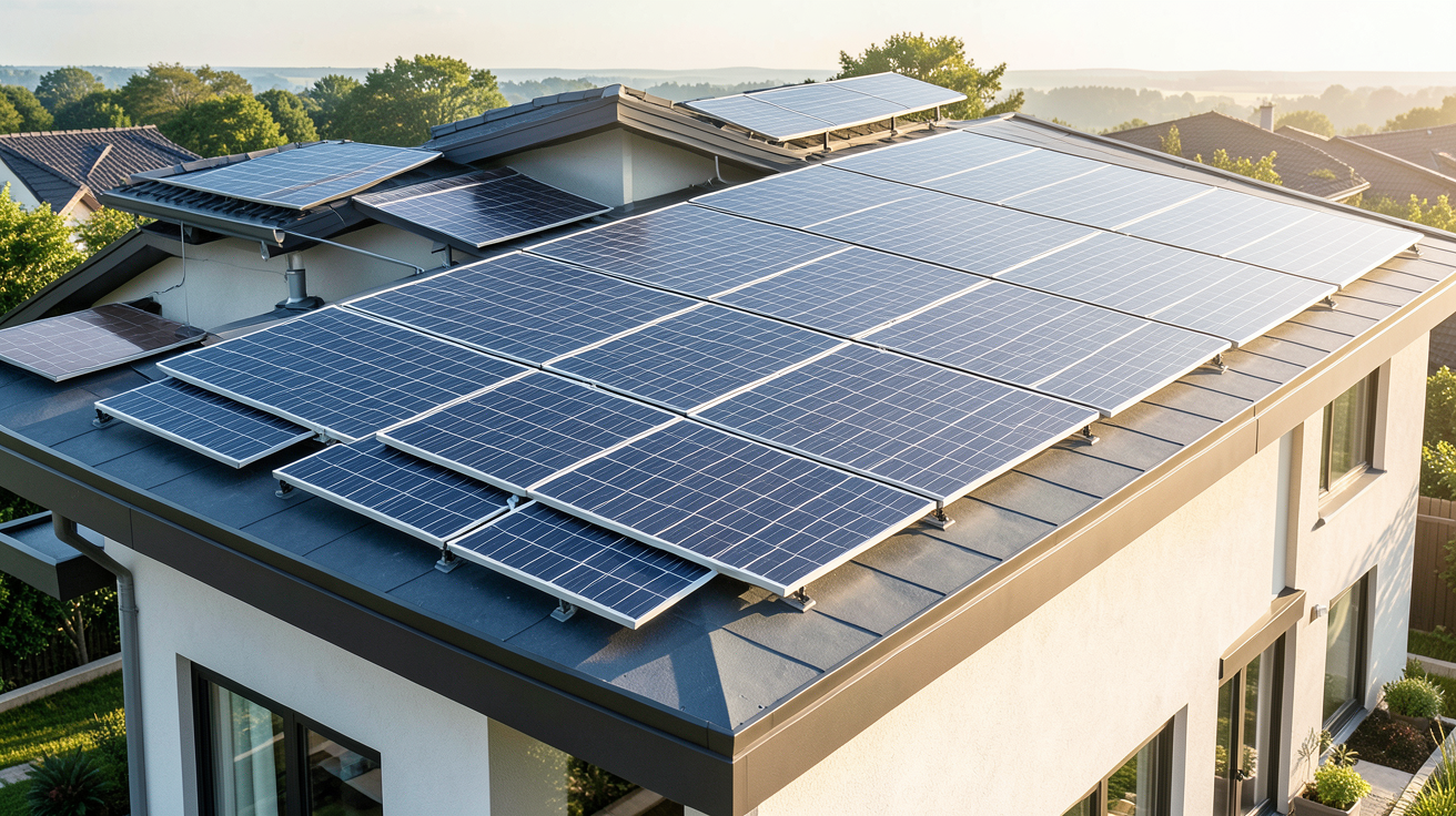 photovoltaïque thermique installé sur le toit d'une maison moderne illustrant les avantages du PV-T