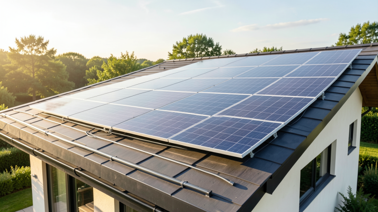 photovoltaïque thermique installé sur le toit d'une maison écologique