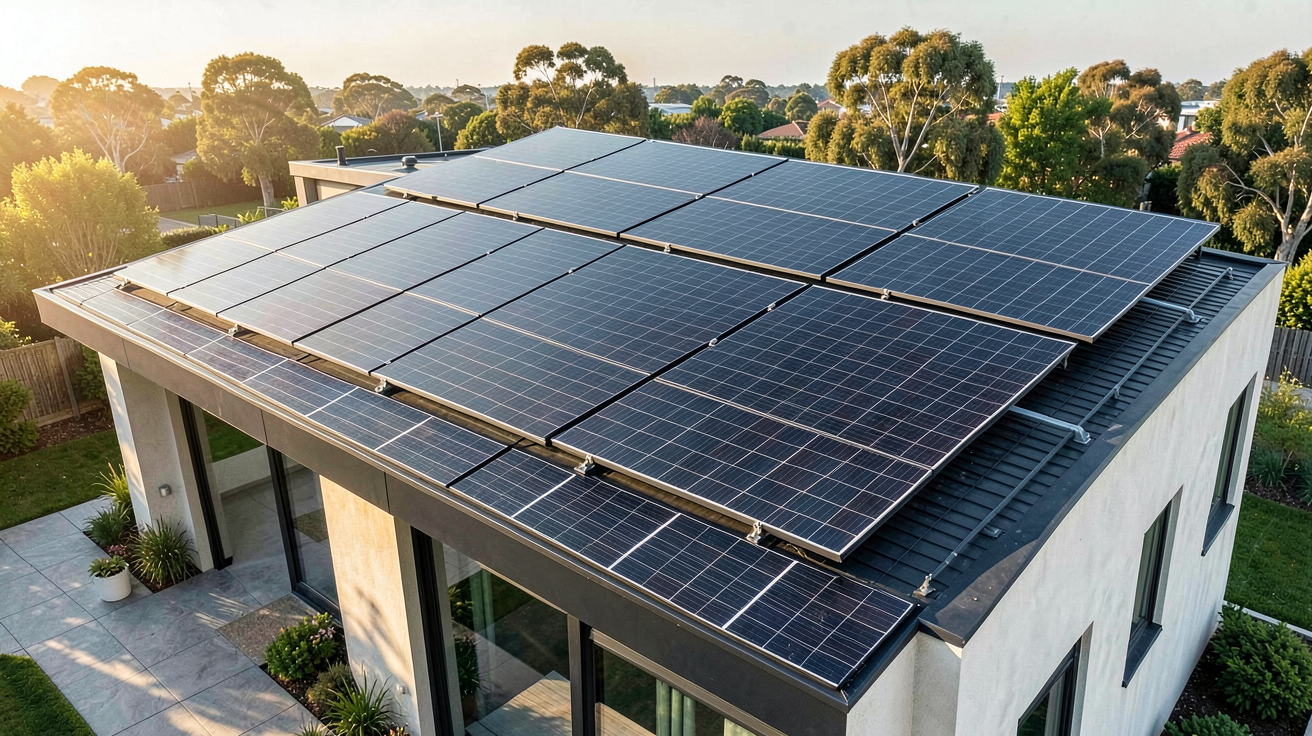 photovoltaïque toiture installée sur une maison contemporaine avec vue sur le ciel dégagé
