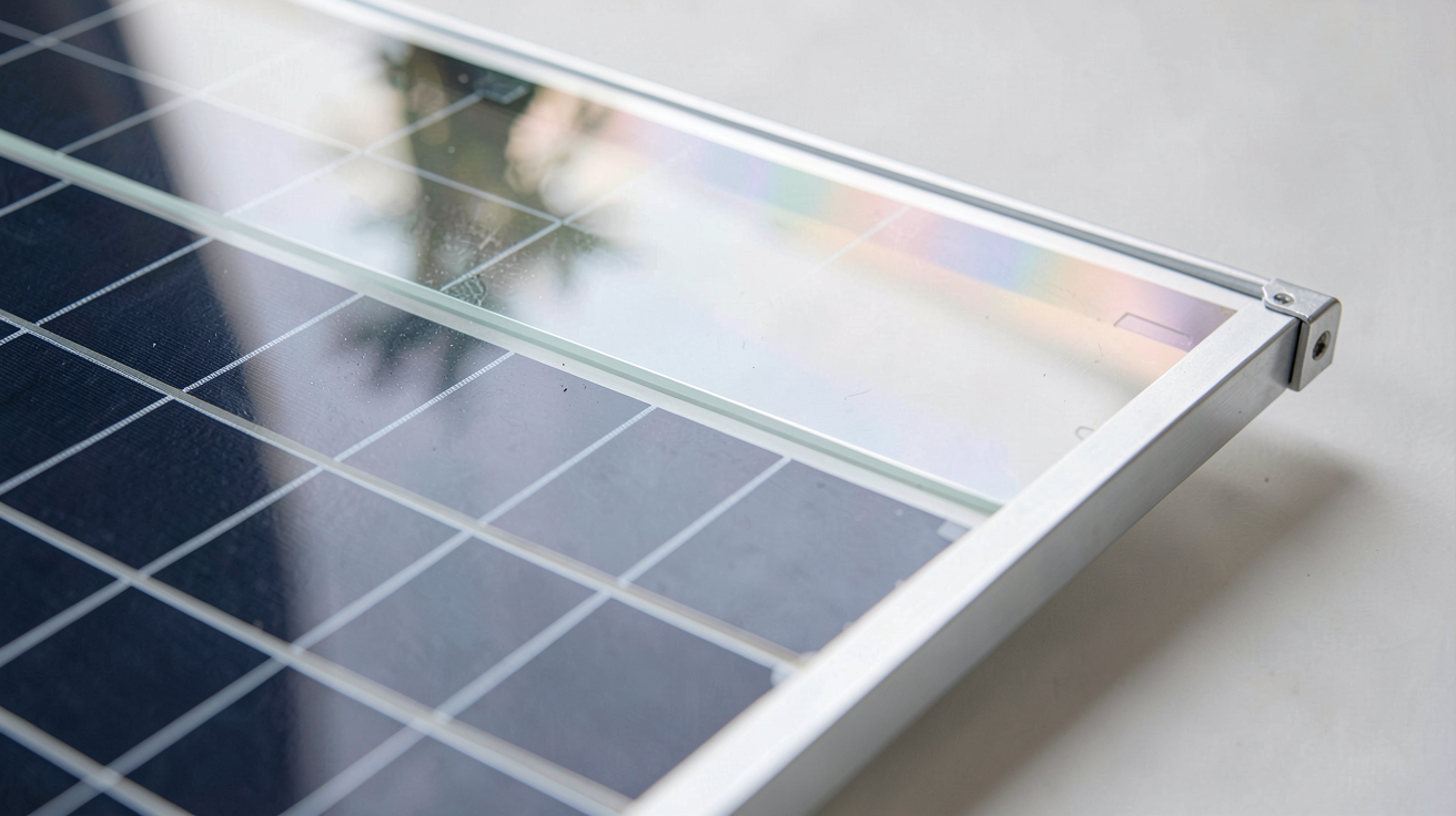 photovoltaïque transparent d'un panneau solaire montrant sa structure interne et sa capacité à laisser passer la lumière