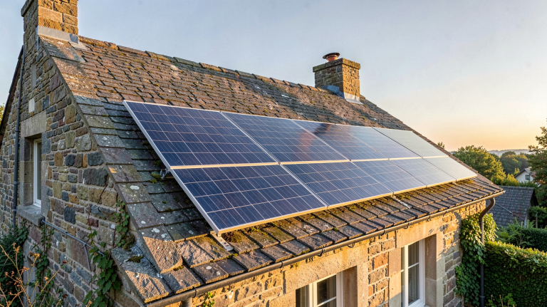 photovoltaique verlaine installation solaire sur toit de maison en pierre