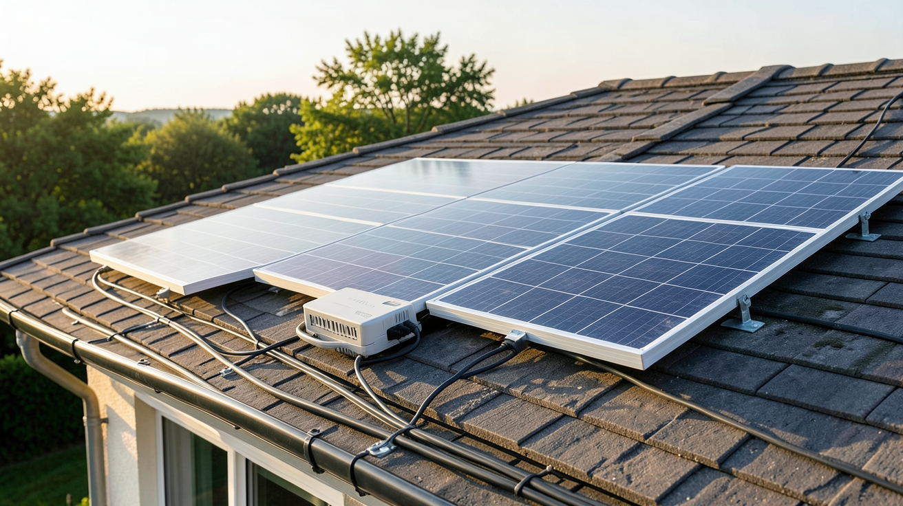 photovoltaiques autoconsommation kit solaire installé sur toit de maison individuelle