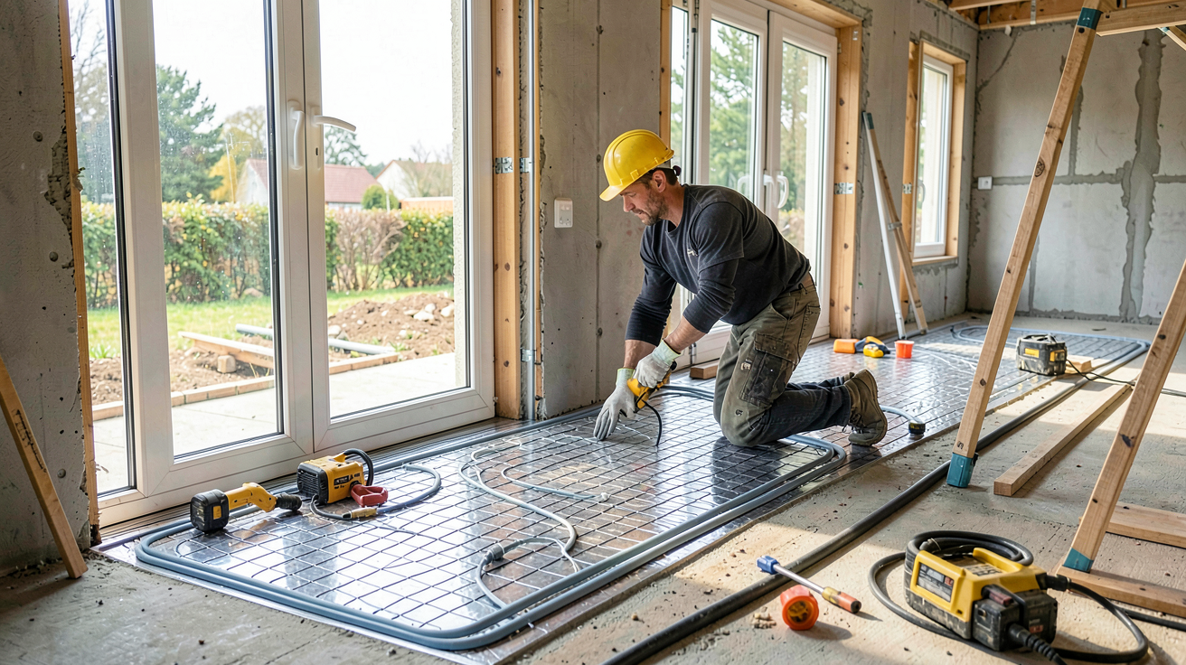 plancher chauffant solaire installation étapes conseils technicien pose tuyaux