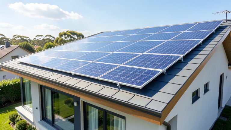 plaque photovoltaïque prix et installation de panneaux solaires sur une toiture moderne