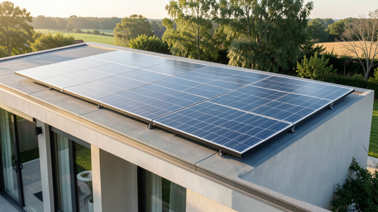 plaque photovoltaïque installée sur le toit d'une maison moderne