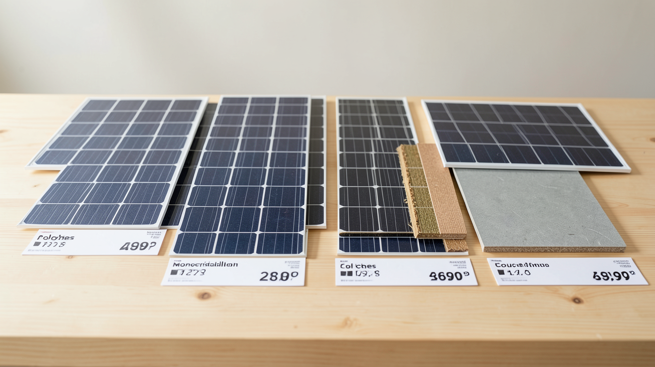plaques photovoltaïques comparatif des technologies avec étiquettes de prix