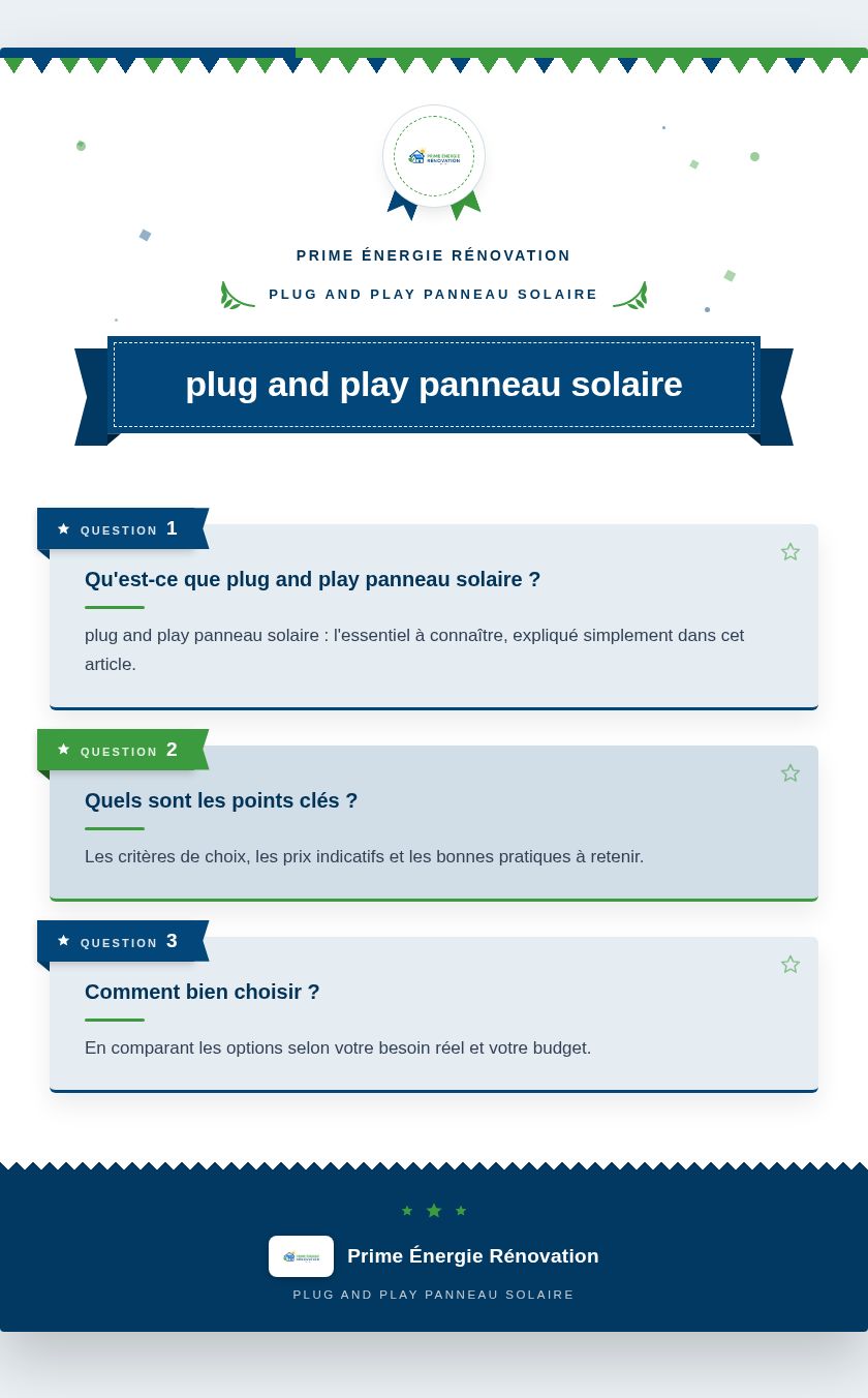 Infographie : plug and play panneau solaire
