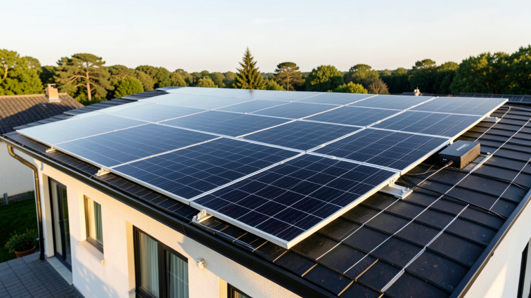 plug and play photovoltaïque installé sur le toit d'une maison individuelle