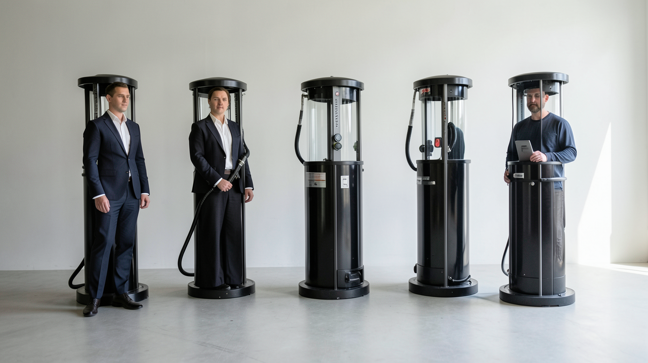 pompe lorentz comparaison des modèles présentée sur fond neutre, image haute résolution