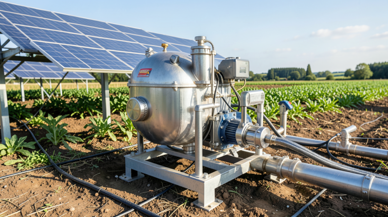 pompe lorentz installée dans un système d'irrigation solaire