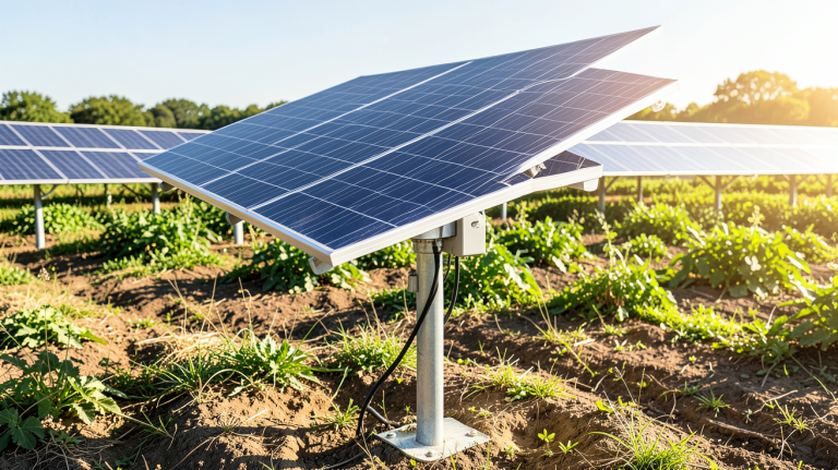pompe solaire puissante utilisée pour l'irrigation de cultures dans un champ sous le soleil