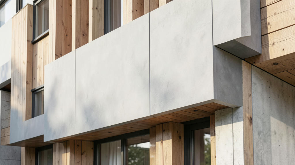 pose en surimposition de panneaux de revêtement sur une façade de bâtiment moderne