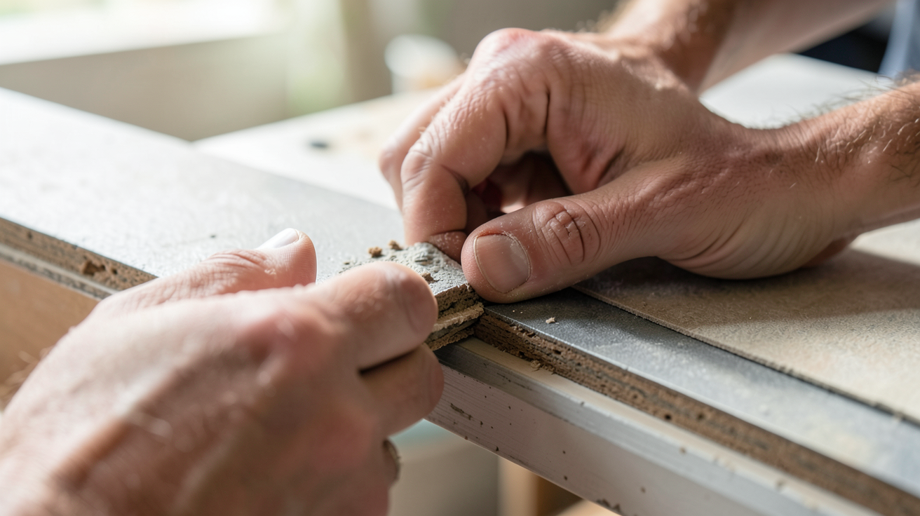 pose en surimposition de matériaux de construction réalisée avec précision par un technicien