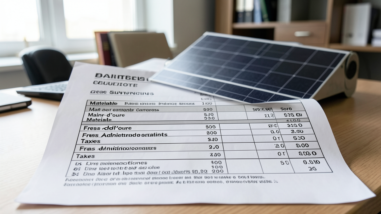 pose panneau solaire prix éléments composant la facture détaillée