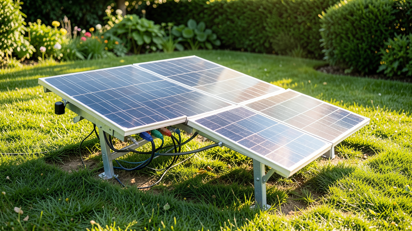 pose panneaux photovoltaique d'un kit solaire au sol prêt à installer en 2024