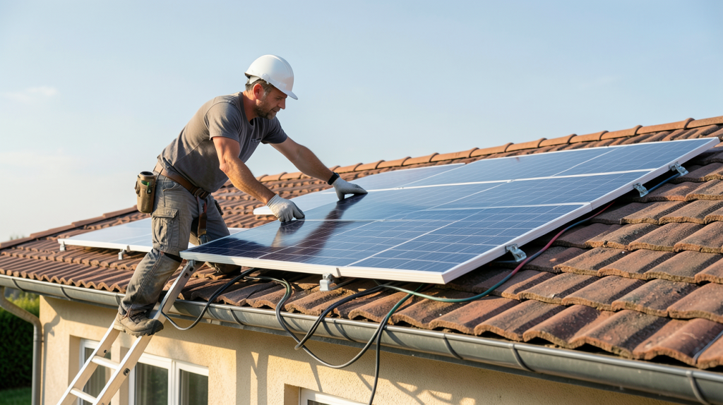 pose de panneaux photovoltaïques sur le toit d'une maison individuelle avec estimation des coûts
