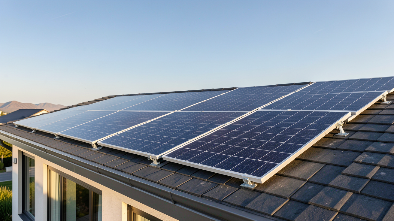 pose panneaux photovoltaïques sur la toiture d'une maison moderne