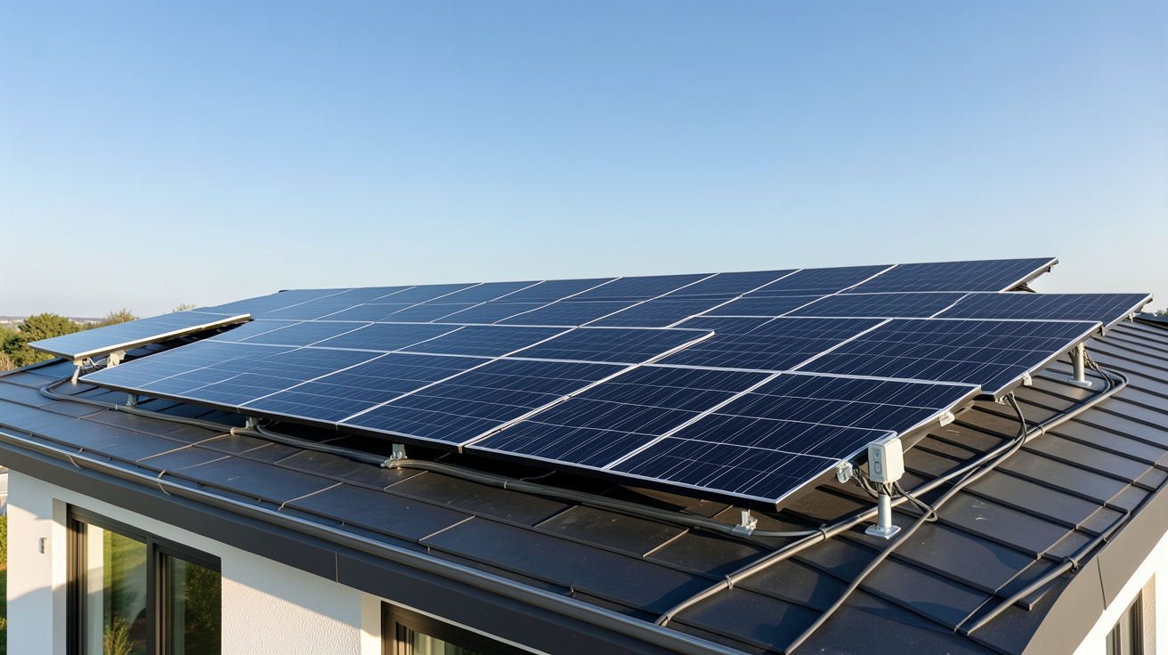 prix de 12 panneaux photovoltaiques : installation de 12 kWc sur toit de maison moderne avec facteurs de variation de coût