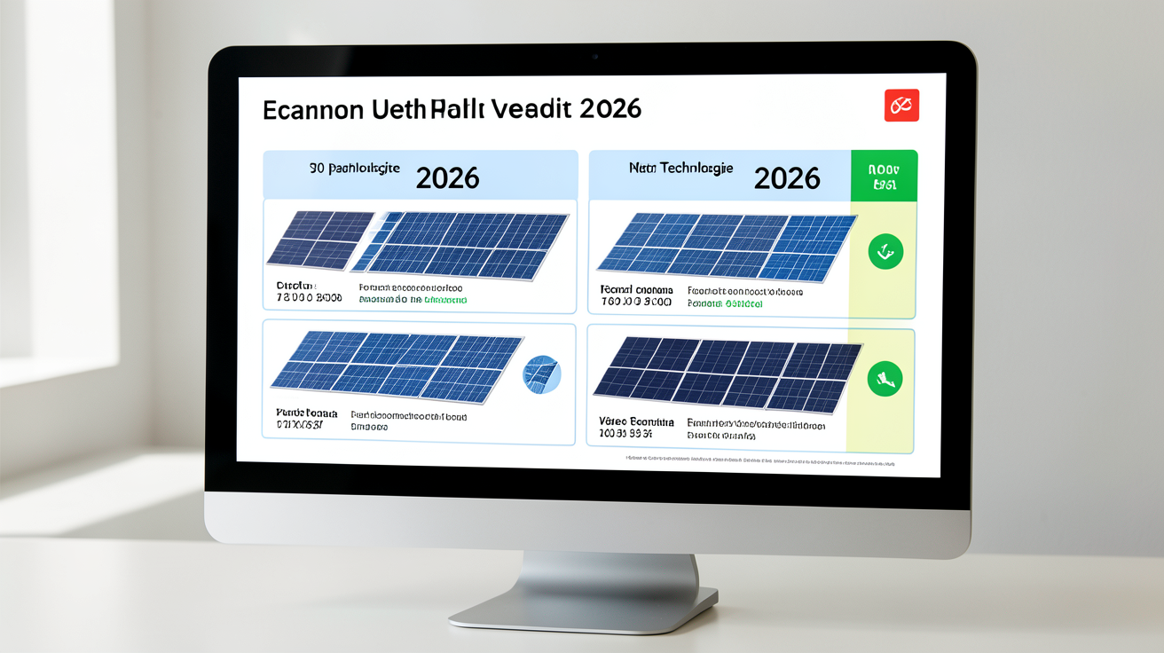 prix pour 20 panneaux photovoltaiques affichés sur un écran comparatif par technologie en 2026