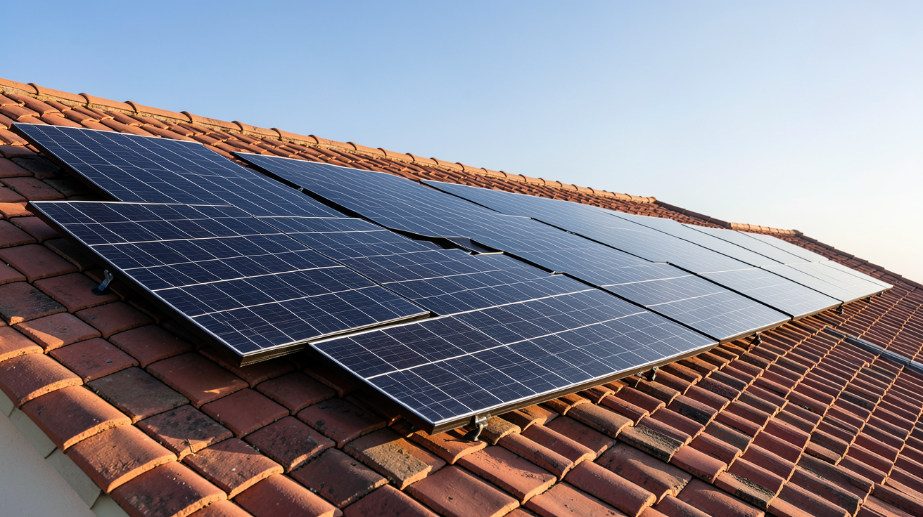 prix 3kw photovoltaique installation de 6 panneaux solaires 3kWc sur toit en tuiles rouges