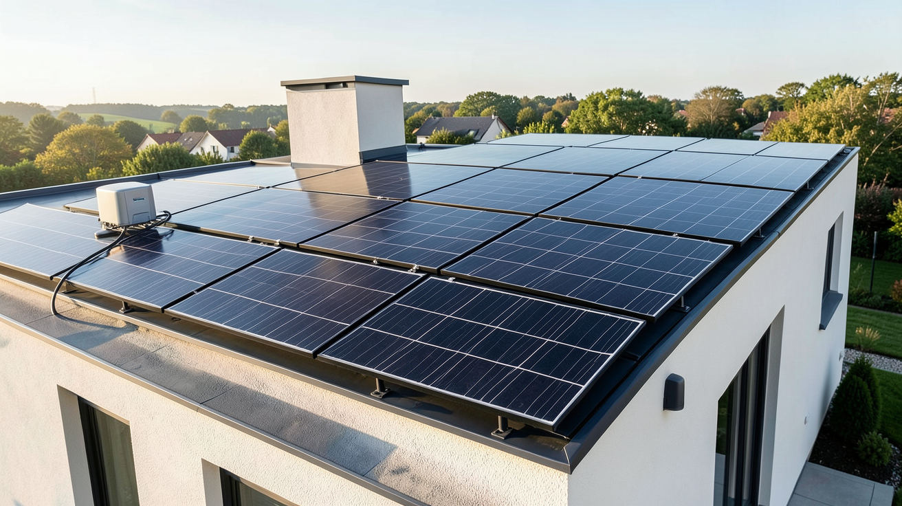 prix achat électricité photovoltaïque : installation solaire en autoconsommation sur toit de maison moderne
