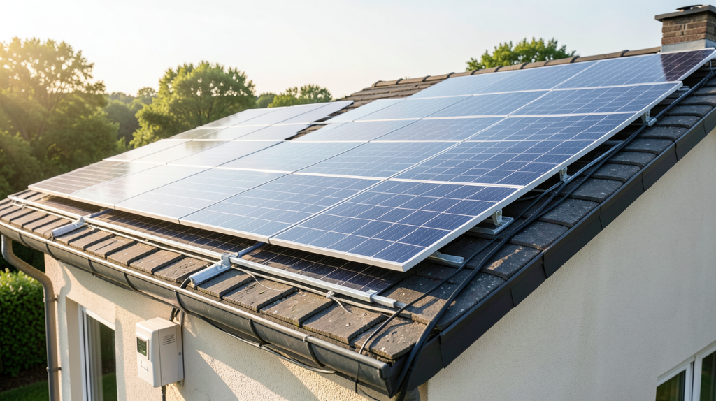 prix achat electricite solaire installation de panneaux solaires sur toit de maison avec compteur électrique