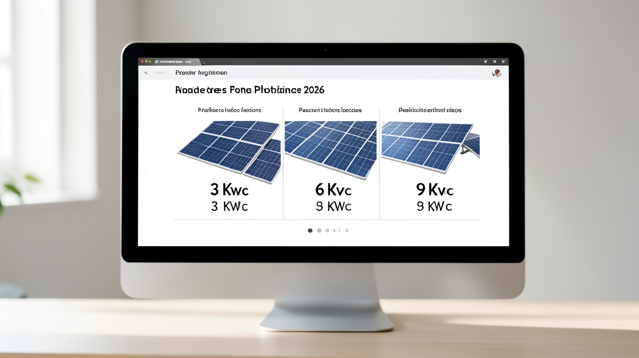 prix d'achat panneaux photovoltaïques tableau comparatif 2026 pour installations 3 kWc 6 kWc 9 kWc