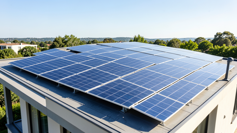prix achat photovoltaique illustré par des panneaux solaires sur le toit d'une maison moderne