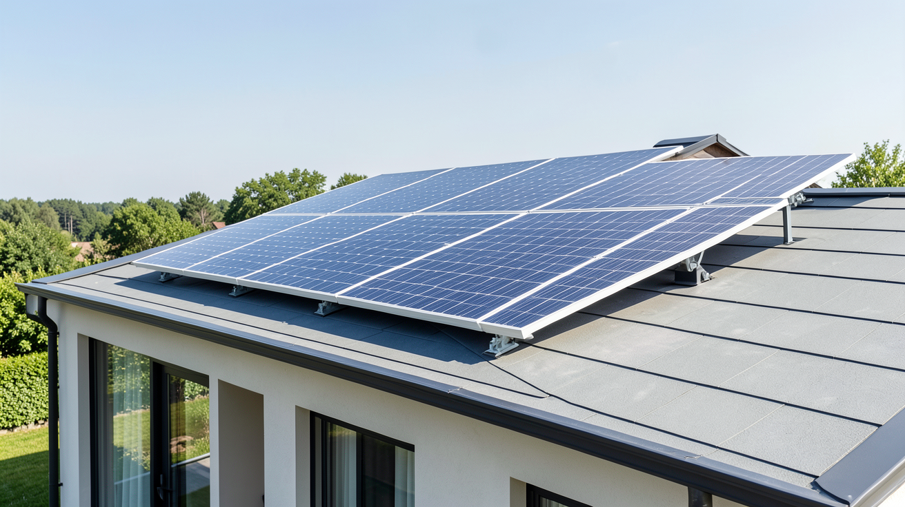 prix ballon eau chaude solaire montrant un ballon d'eau chaude solaire installé sur le toit d'une maison moderne
