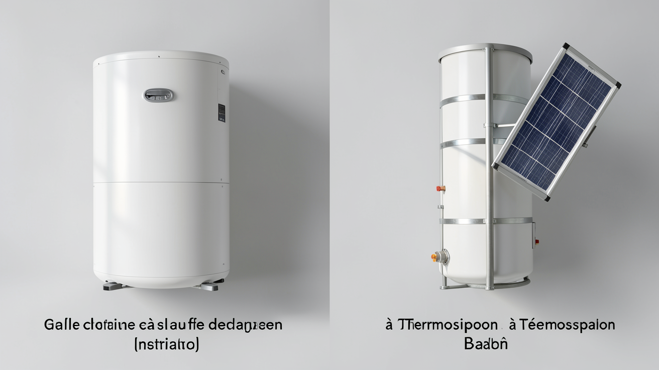 prix ballon d'eau chaude solaire : schémas comparatifs d'installation monobloc et thermosiphon
