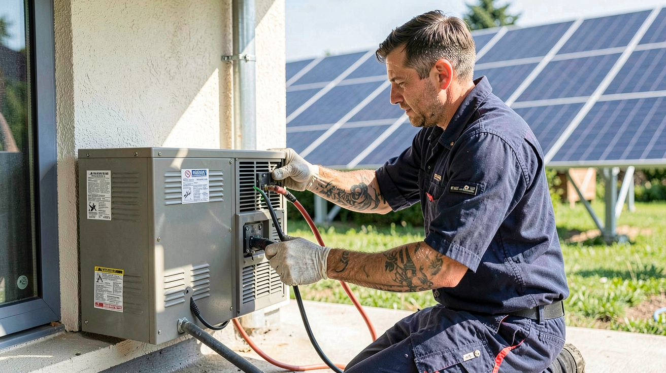 prix batterie domestique panneau solaire installée par un technicien