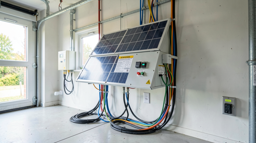 prix batterie lithium pour panneau solaire installée dans un local technique propre