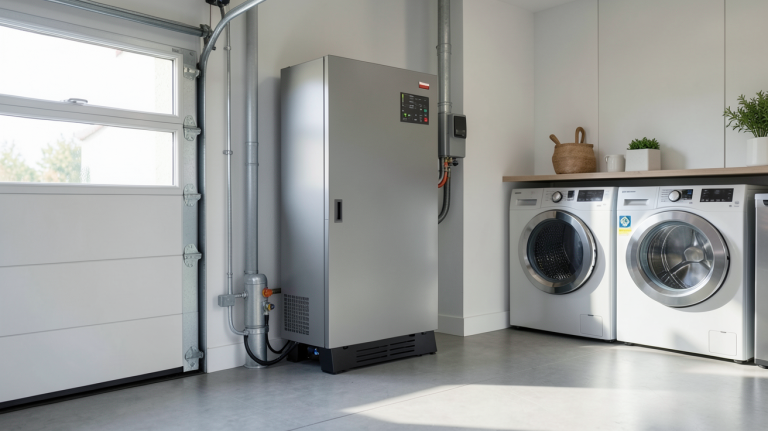 prix batterie panneau photovoltaique illustré par un système de stockage d'énergie domestique moderne et technologique