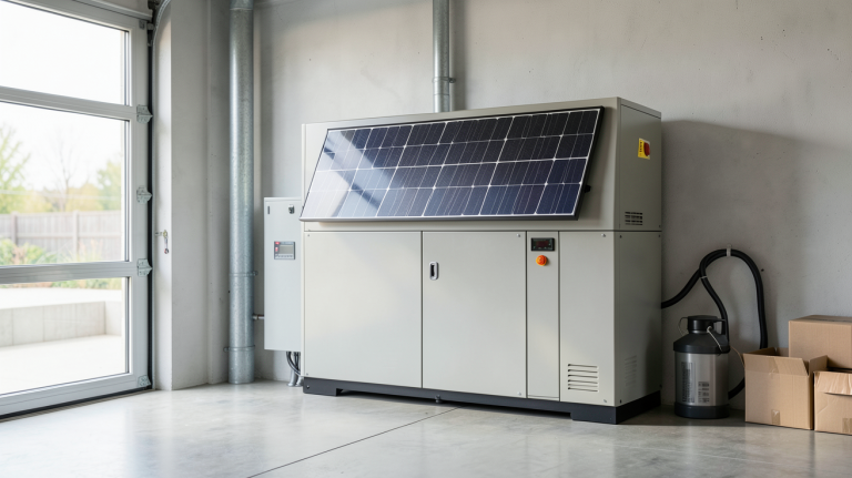 prix d'une batterie pour panneau solaire installée dans un garage moderne