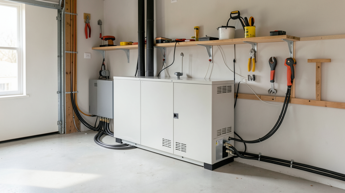prix d'une batterie de stockage photovoltaïque moderne installée dans un garage domestique